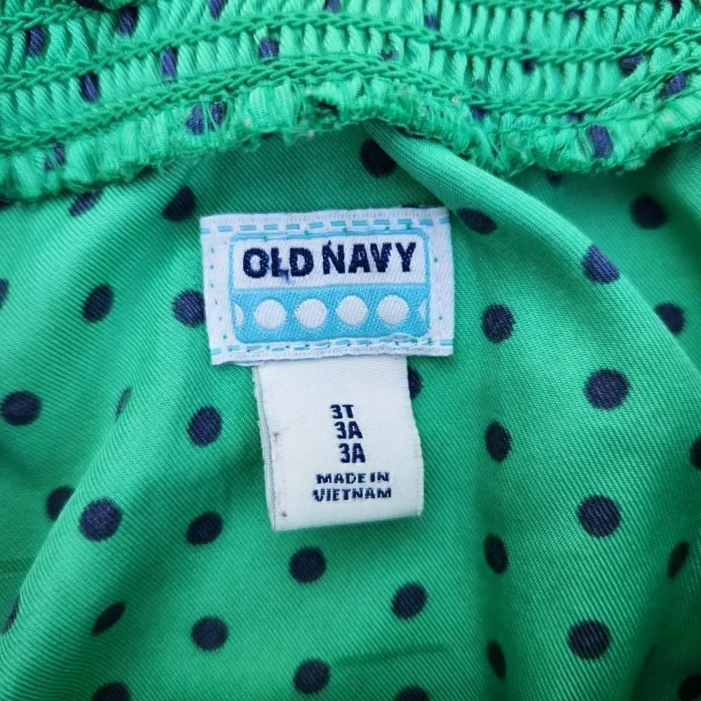 Old Navy girls bright green polka dot dress long sleeve pullover